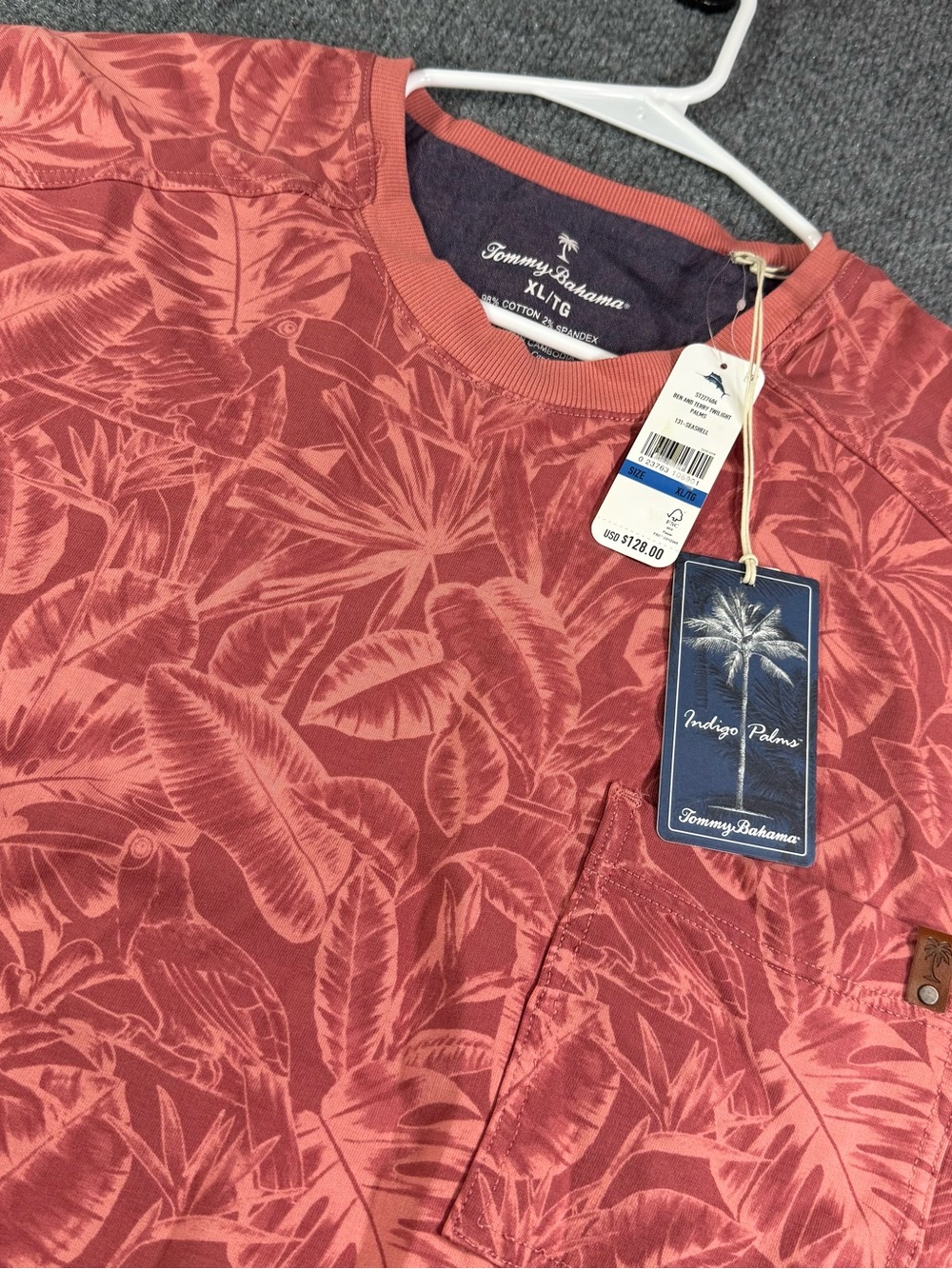 Tommy Bahama Coral Red Palm-Print Long Sleeve Shirt